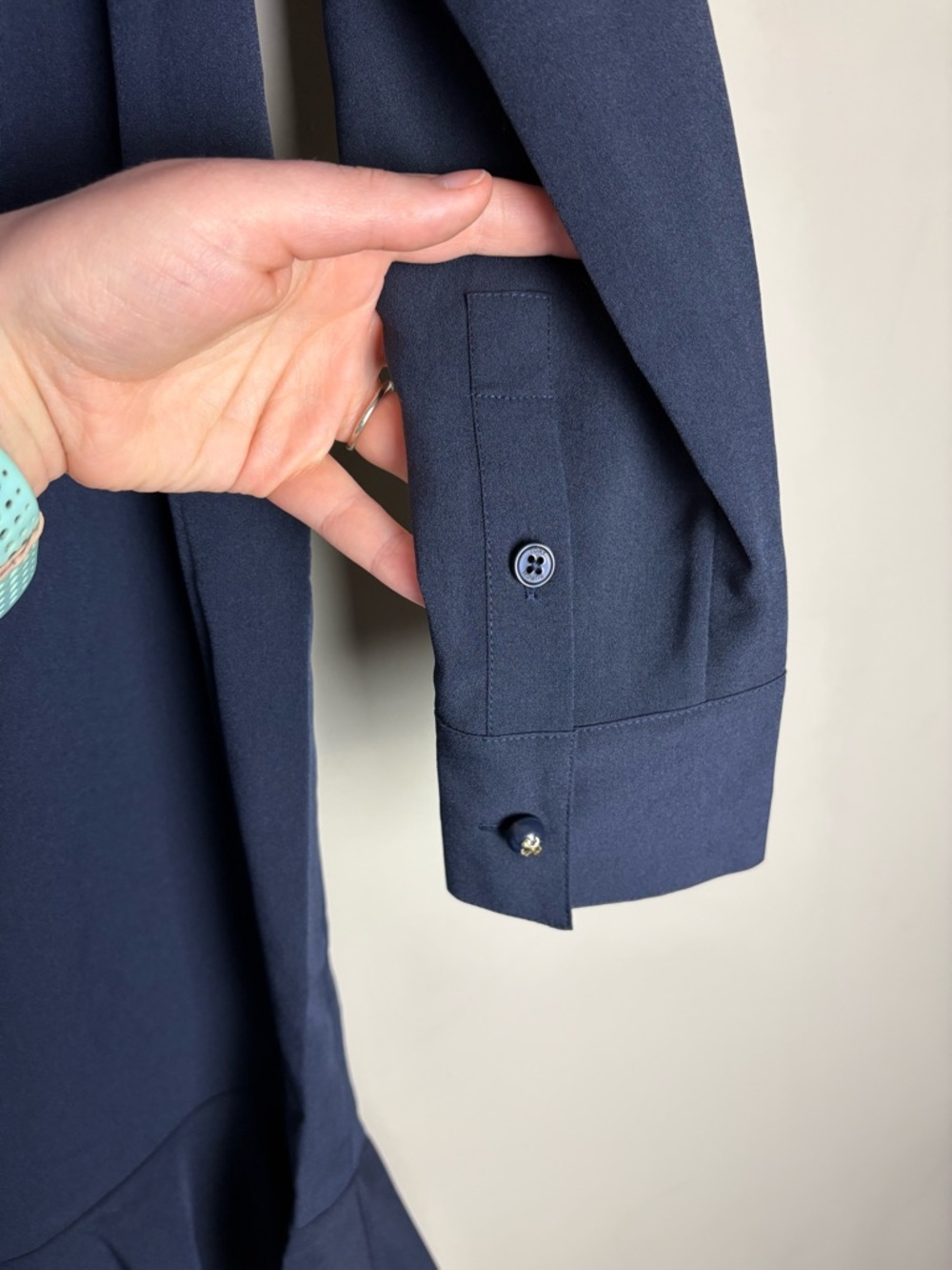 Tory Burch Jane Navy Ruffled Crepe de Chine Dress Size 6 - Picture 5 of 11